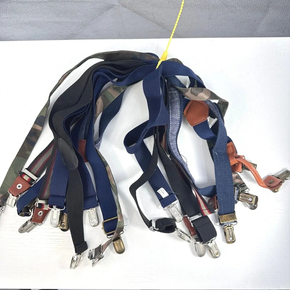 Assorted Kids Suspenders Lot of 6 Camo Navy Black Striped Clip-On Adjustable